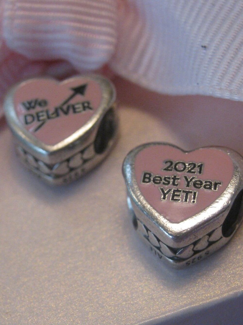 HTF PANDORA - Staff Bead - '2021 Best Year Yet',  Other Side 'We deliver' - 60$